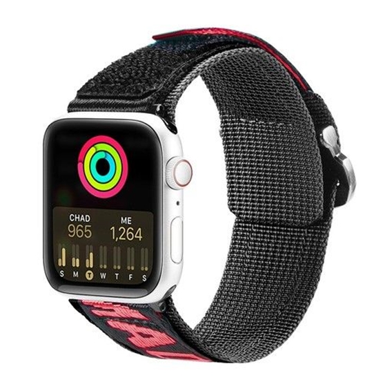 Picture of Dux Ducis Strap (Outdoor Version) strap for Apple Watch Ultra, SE, 8, 7, 6, 5, 4, 3, 2, 1 (49, 45, 44, 42 mm) nylon band bracelet Black Red