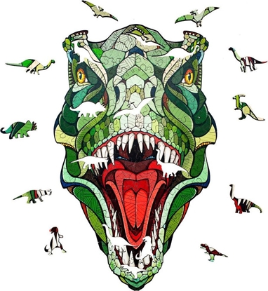 Attēls no EcoWoodArt EWA Drewniane Puzzle 3D Klocki Ukadanka T-Rex