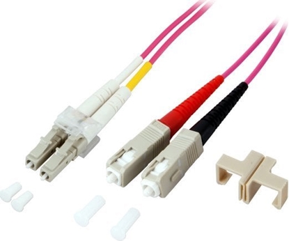 Picture of EFB EFB LWL Kabel Duplex Jumper LC-SC 50/125 OM4 1 Meter LSZH Halogenfrei erika violett 2.0mm geprueft mit Messprotokoll