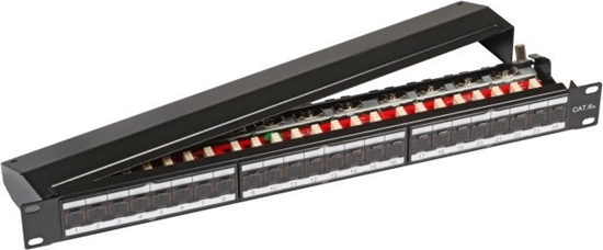 Picture of EFB EFB Patchpanel STP 24xRJ45 Cat6A Class EA 48.26cm 19Zoll 1HE RAL9005 SCHWARZ 10Gbit
