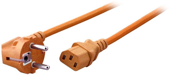 Picture of EFB Netzleitung Netzkabel Schutzkontakt 90Grad auf C13 180Grad 1,8 Meter ORANGE Farbig zur eindeutigen Zuordnung von Geraeten