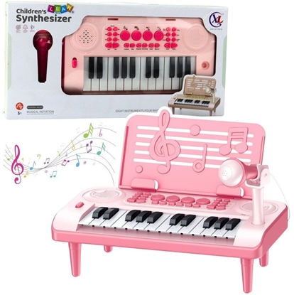 Attēls no Elektroniczne Pianinko Edukacyjne Z Podstawk Na Nuty Mikrofon 24K Róowe LEAN Toys