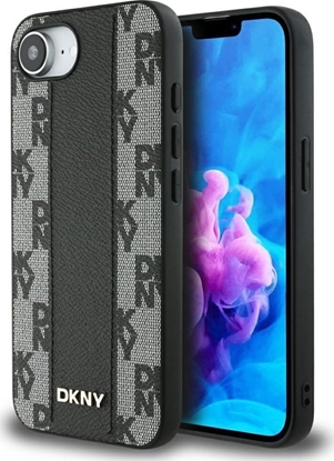 Attēls no Etui DKNY Leather Checkered Mono Pattern MagSafe do iPhone 16e czarny
