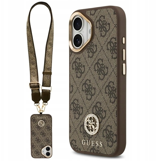Picture of Etui Guess 4G Strass Logo & Big Strap    Metal Buttons MagSafe do iPhone 17 brzowy