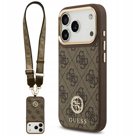 Picture of Etui Guess 4G Strass Logo & Big Strap    Metal Buttons MagSafe do iPhone 17 Pro brzowy