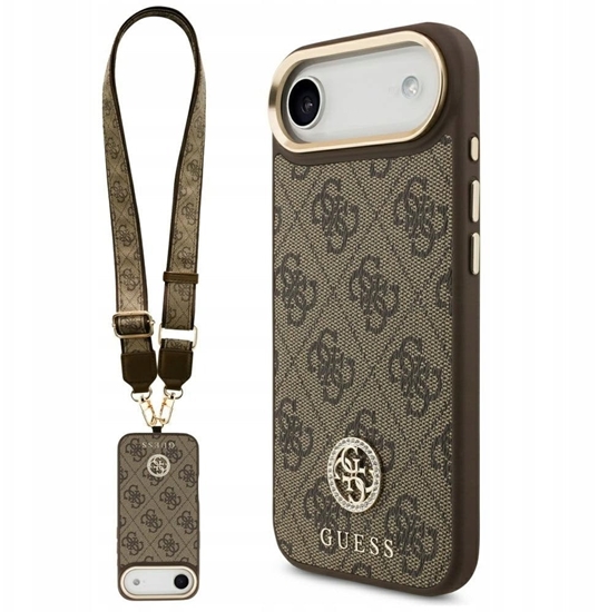 Picture of Etui Guess 4G Strass Logo & Big Strap Metal Buttons MagSafe do Apple iPhone Air brzowy
