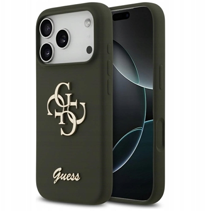 Attēls no Etui Guess Silicone Big 4G Script do     iPhone 17 Pro Max khaki