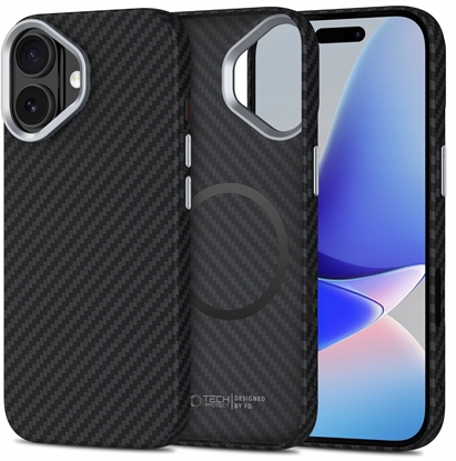 Attēls no Etui Tech-Protect Ion Carbon MagSafe do Apple iPhone 17 Black/silver