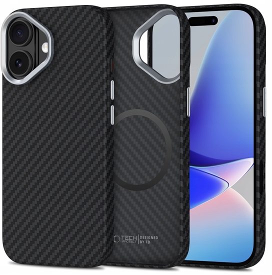 Picture of Etui Tech-Protect Ion Carbon MagSafe do Apple iPhone 17 Black/silver