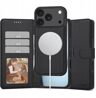 Attēls no Etui z klapk Tech-protect Wallet MagSafe do Apple iPhone 17 Pro Matte Black