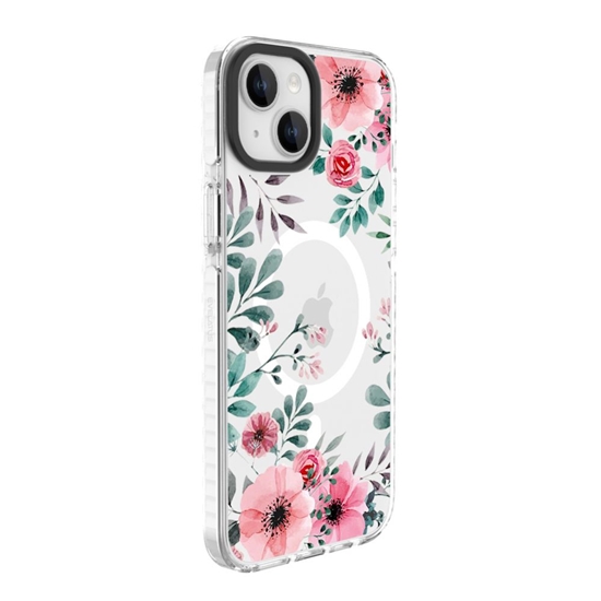 Изображение Evelatus Apple iPhone 15 Plus PC+TPU With MagSafe Customized Print Flower Transparent