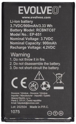 Attēls no EVOLVEO originální baterie 900 mAh pro EasyPhone XG (EP-650)