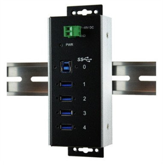 Picture of EXSYS EX-1185HMVS-WT Metalowy koncentrator USB3.0 4 porty Din Rail Zakres temperatur pracy -40C do 85C