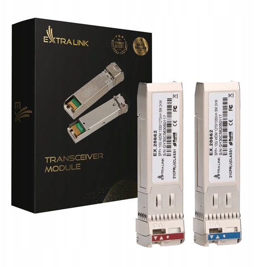 Picture of Extralink SFP+ 10G SFP+ WDM Module 10Gbps 1270/1330nm, single mode, 2km, para