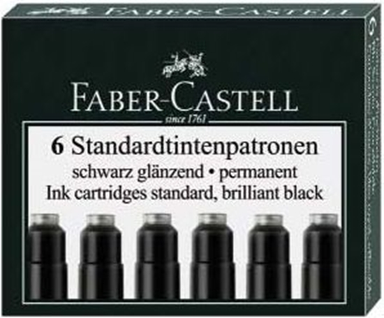 Изображение Faber-Castell NABOJE ATRAMENTOWE KRÓTKIE CZARNE 6 SZT. KARTONIK (185507 FC)