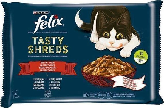 Изображение Felix FELIX sasz.4x80g TASTY SHREDS WOOWINA& KURCZAK wiejskie smaki w sosie /12
