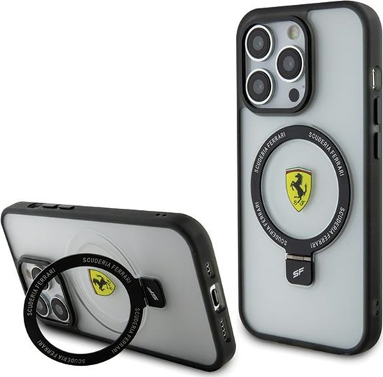 Picture of Ferrari Ferrari FEHMP15LUSCAH iPhone 15 Pro 6.1" transparent hardcase Ring Stand 2023 Collection MagSafe