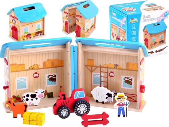 Изображение Figurka Jokomisiada Drewniany skadany domek, farma, zwierzta (ZA3723)