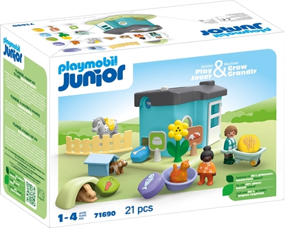 Изображение Figurka Playmobil Zestaw z figurkami Junior 71690 Hotel dla zwierzt z dozownikiem pokarmu Playmobil