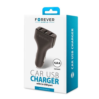 Picture of Forever Universal Triple USB car charger CC-05 4.8A Black