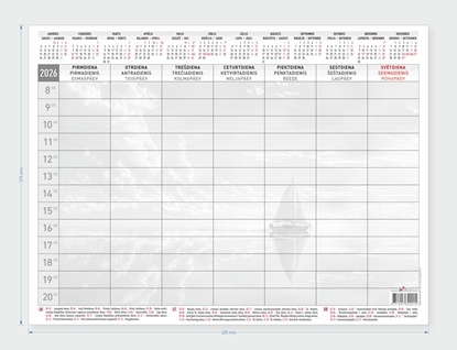 Изображение Galda kalendārs 2026 LV, EE un LT,A3+, 53 lapas, nedēļa.