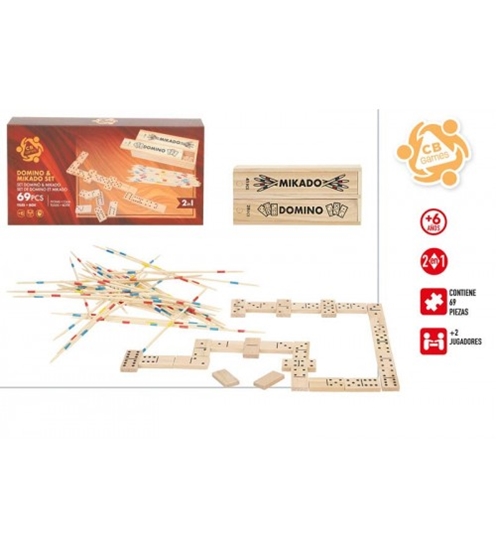 Picture of Galda spēle Koka spēļu komplekts Mikado un Domino 6+ CB39114