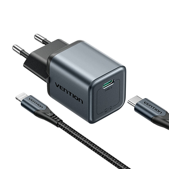 Изображение GaN Vention USB-C 20W Charger + USB-C-L 1m Cable (