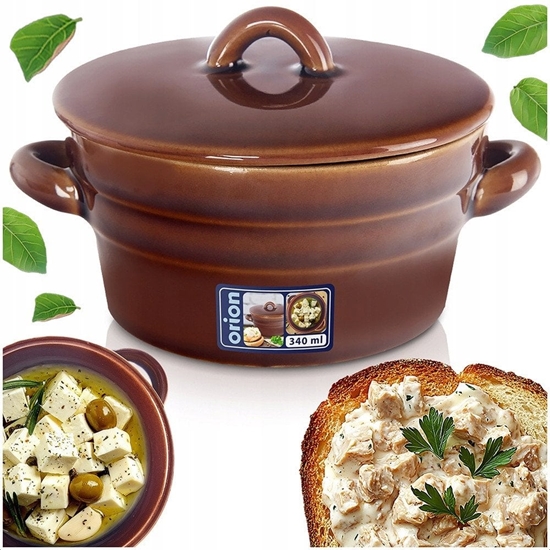 Picture of Garnek Pojemnik na Smalec Pasztet Ceramiczny z Pokrywk Solidny ORION 340ml