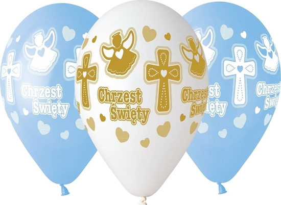 Picture of Gemar Balony na chrzest dla chopca - 33 cm - 5 szt. uniwersalny