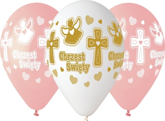 Picture of Gemar Balony na chrzest dla dziewczynki - 33 cm - 5 szt. uniwersalny