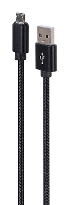 Изображение Gembird CCDB-mUSB2B-AMBM-6 Cotton braided Micro-USB cable with metal connectors, 1.8 m, black