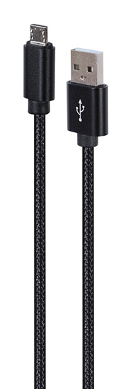 Picture of Gembird CCDB-mUSB2B-AMBM-6 Cotton braided Micro-USB cable with metal connectors, 1.8 m, black