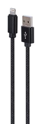 Изображение Gembird CCDB-mUSB2B-AMLM-6 Cotton braided 8-pin cable with metal connectors, 1.8 m, black