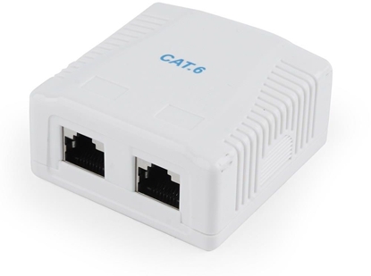 Изображение Gembird Gniazdo natynkowe ekranowane 2xRJ45, kat. 6, kompletne biae (NCAC-2F6-01)