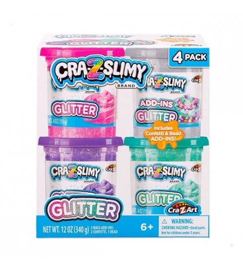 Picture of Gļotas komplekts 4 gab ar mirdzumiem Cra-Z-Slimy CB47168