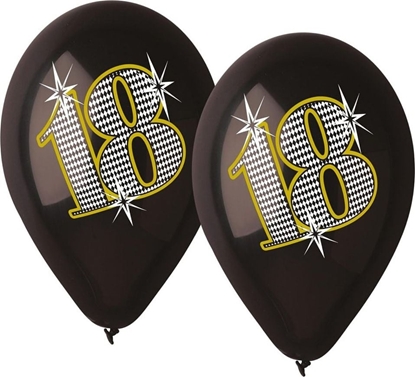 Picture of GMR Balony lateksowe z nadrukiem 18 czarne - 30 cm - 5 szt. uniwersalny