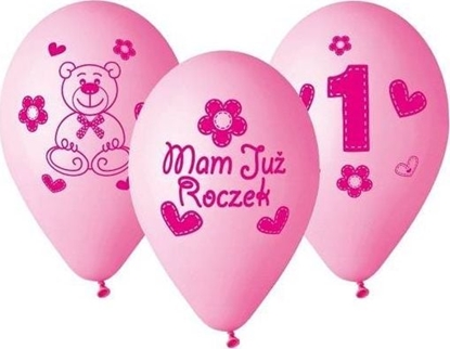 Picture of GMR Balony z nadrukiem dla dziewczynki "Mam ju roczek" - 30 cm - 5 szt. uniwersalny
