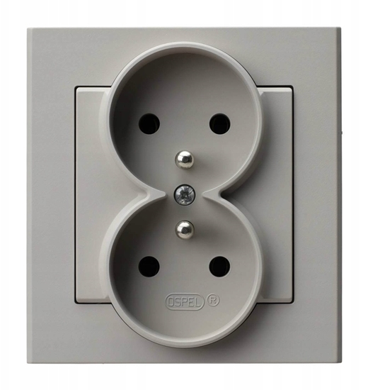 Picture of Gniazdo podwójne Ospel Sonata GP-2RZ/82 z uziemieniem kompletne z ramk 250V 16A IP20 kaszmir