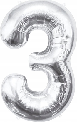 Picture of GoDan Balon foliowy B&C Cyfra 3 srebrna 85cm BC-HSR3