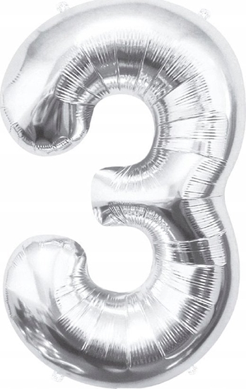 Изображение GoDan Balon foliowy B&C Cyfra 3 srebrna 85cm BC-HSR3