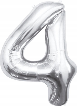 Picture of GoDan Balon foliowy B&C cyfra 4 srebrna 85cm