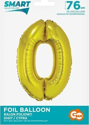 Изображение GoDan Balon foliowy cyfra 0 zota Smart 76cm