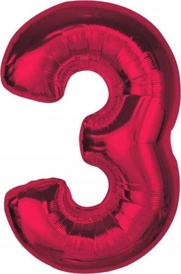Изображение GoDan Balon foliowy cyfra 3 czerwona Smart 92cm