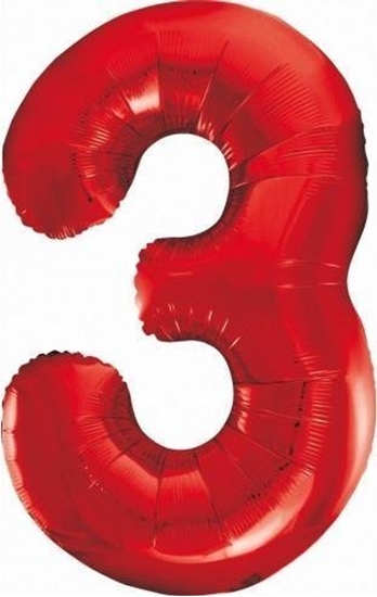 Изображение GoDan Balon foliowy Cyfra 3 czerwona, 85cm