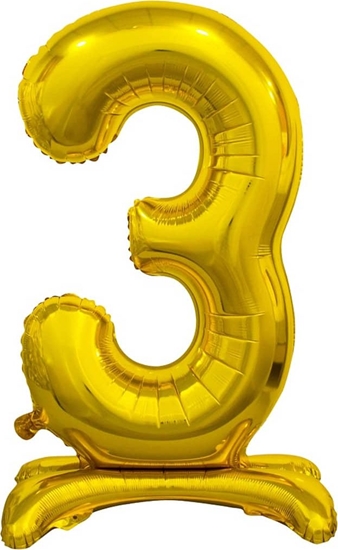 Изображение GoDan Balon foliowy cyfra 3 zota - 74 cm uniwersalny
