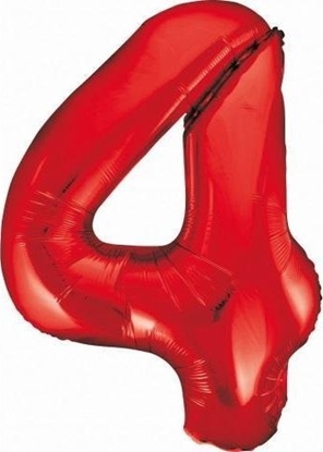 Изображение GoDan Balon foliowy Cyfra 4 czerwona, 85cm