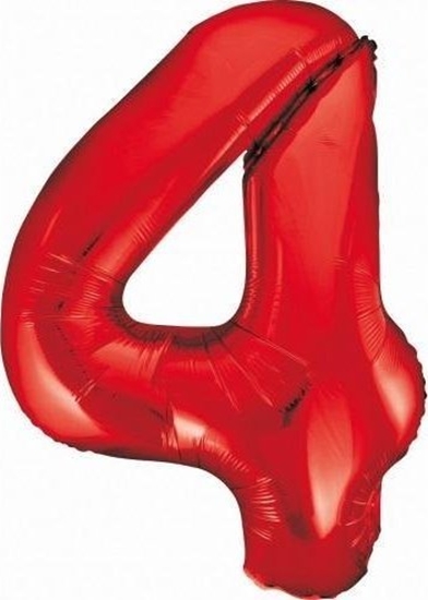 Изображение GoDan Balon foliowy Cyfra 4 czerwona, 85cm