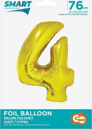 Picture of GoDan Balon foliowy cyfra 4 zota Smart 76cm