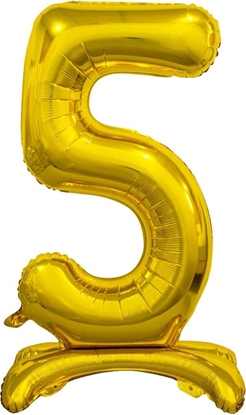 Изображение GoDan Balon foliowy cyfra 5 zota - 74 cm uniwersalny