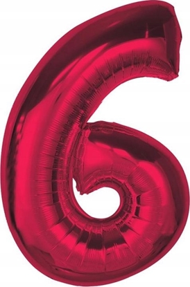 Изображение GoDan Balon foliowy cyfra 6 czerwona Smart 92cm